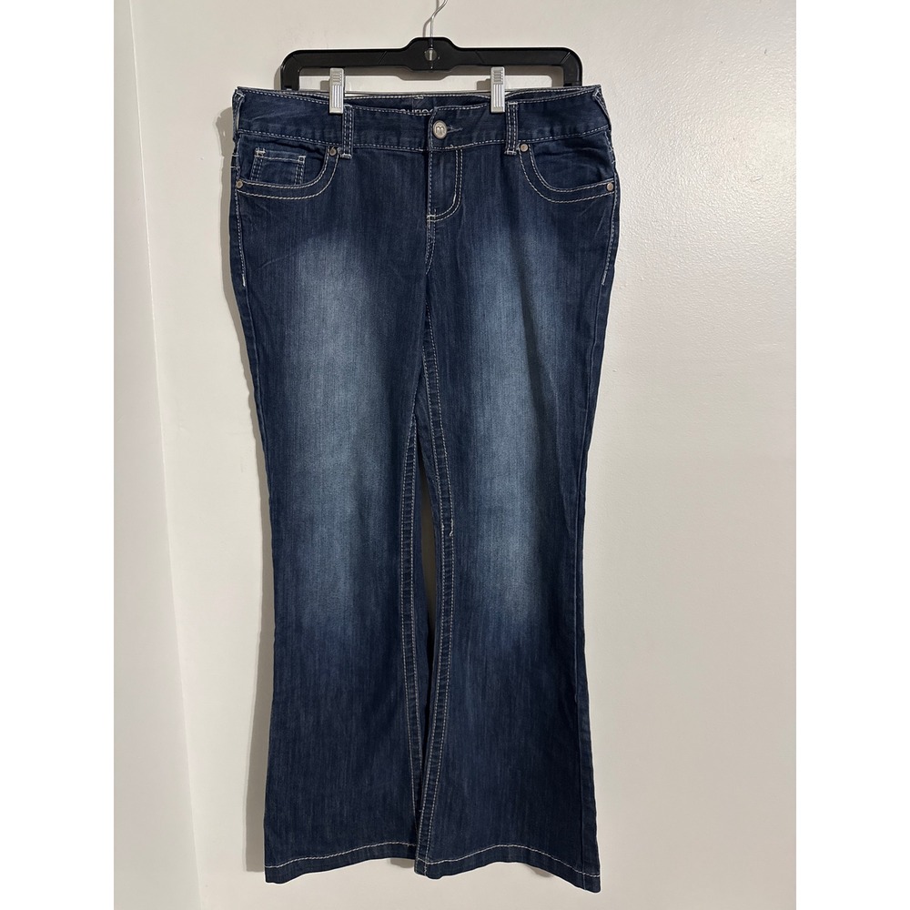 Maurices Womens Bootcut Jeans Dark Wash Contrast Stitch Size 9/10 REG